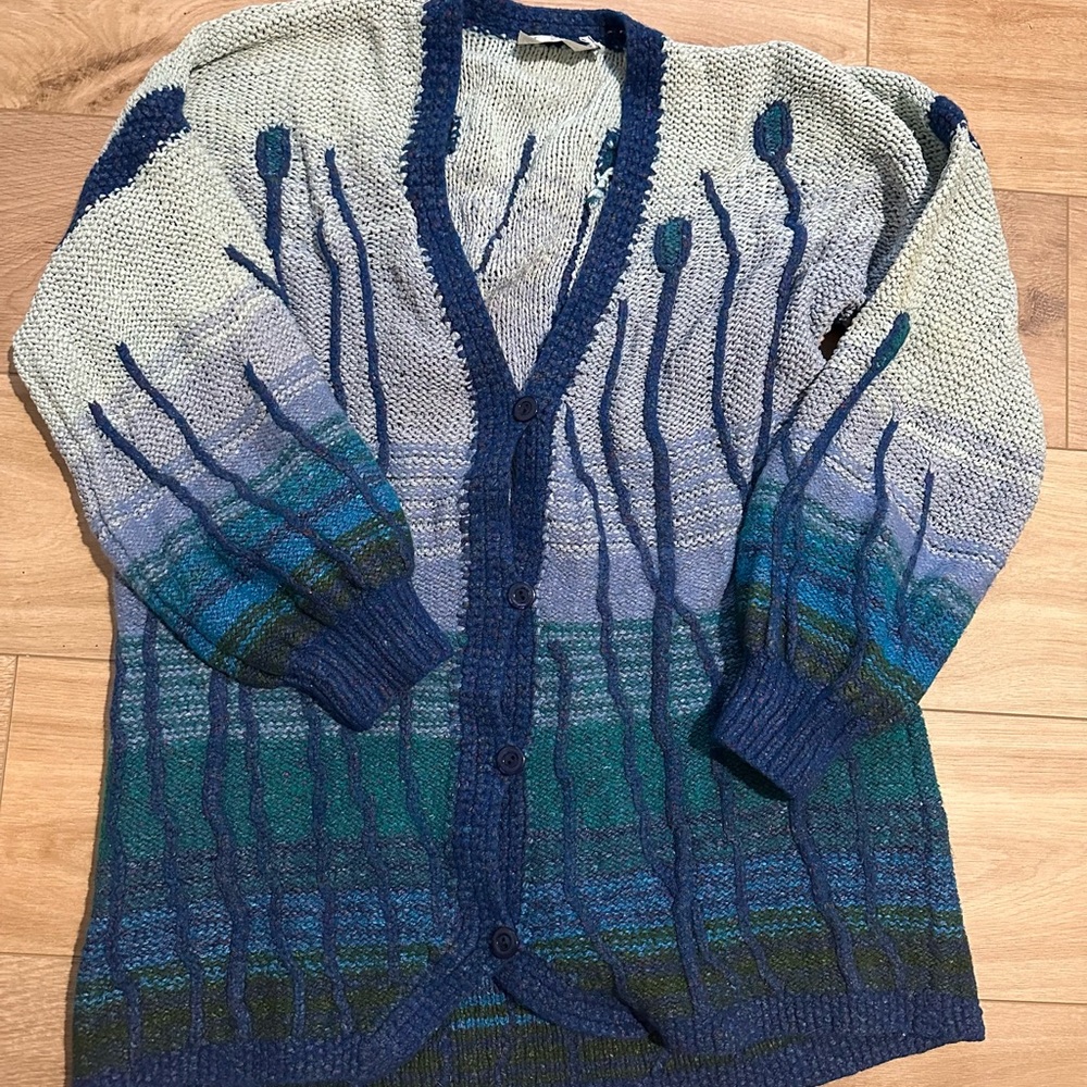 Handmade cotton and wool cardigan